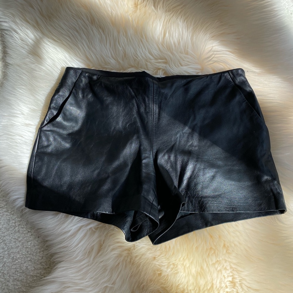 Trina Turk soft lamb skin leather shorts